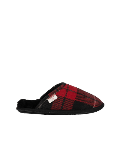 Harris Tweed William Slippers - Red/Black Check