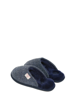 Harris Tweed William Slippers Navy Herringbone