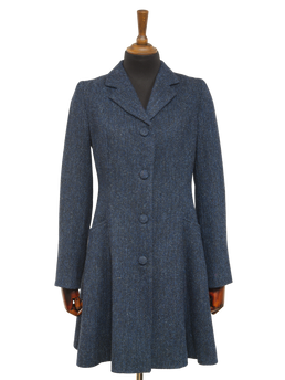 Harris Tweed Zoe Coat Navy Herringbone