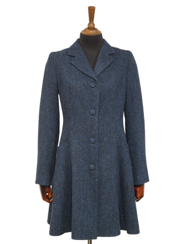 Harris Tweed Zoe Coat - Navy Herringbone