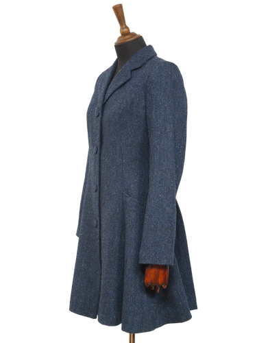 Harris Tweed Zoe Coat - Navy Herringbone
